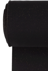 Glitterboordstof vlak lurex goud zwart rondgebreid 35cm