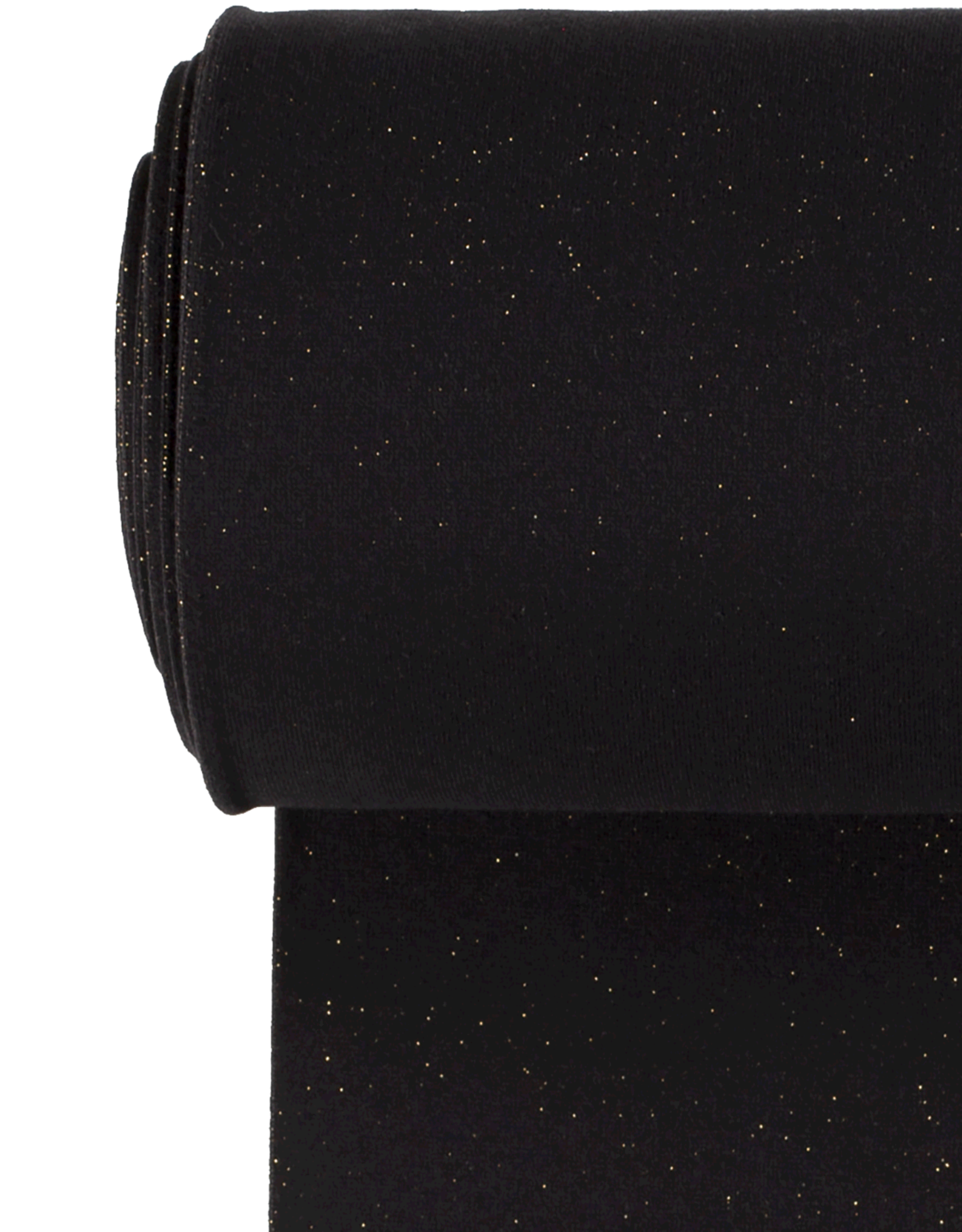 Glitterboordstof vlak lurex goud zwart rondgebreid 35cm