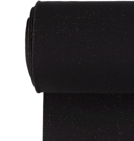Glitterboordstof vlak lurex goud zwart rondgebreid 35cm