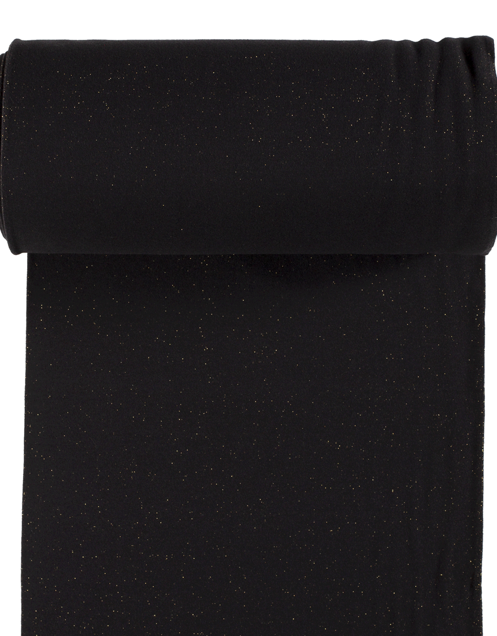 Glitterboordstof vlak lurex goud zwart rondgebreid 35cm