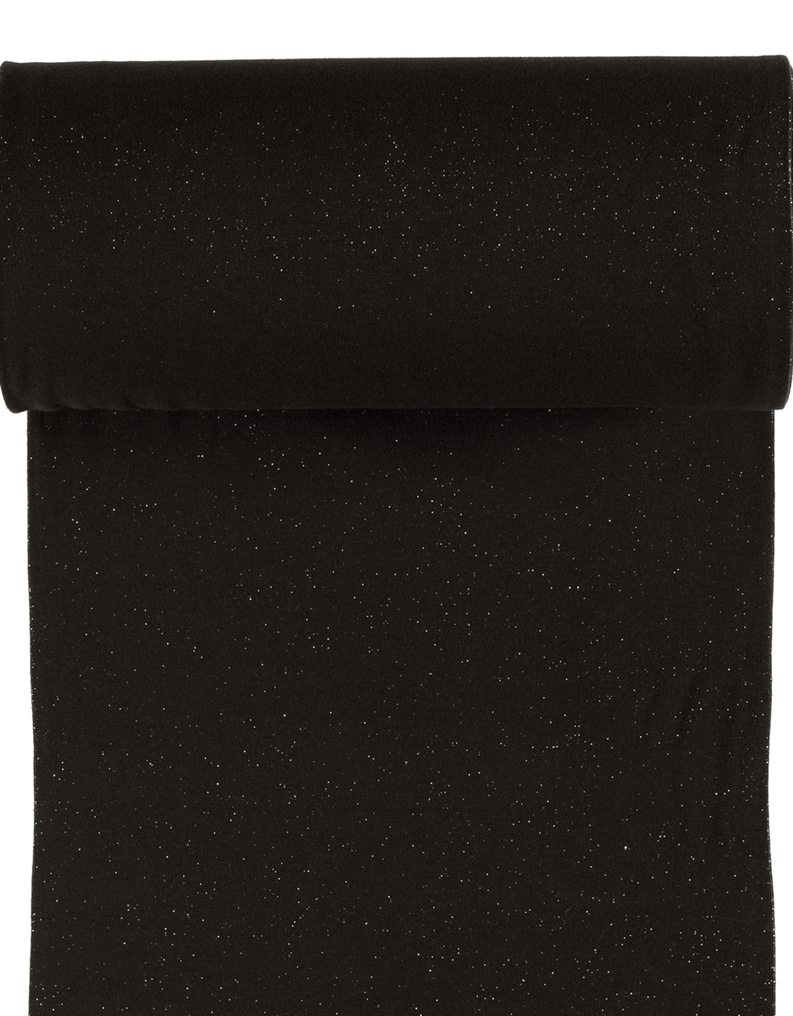 Glitterboordstof vlak lurex zilver zwart rondgebreid 35cm