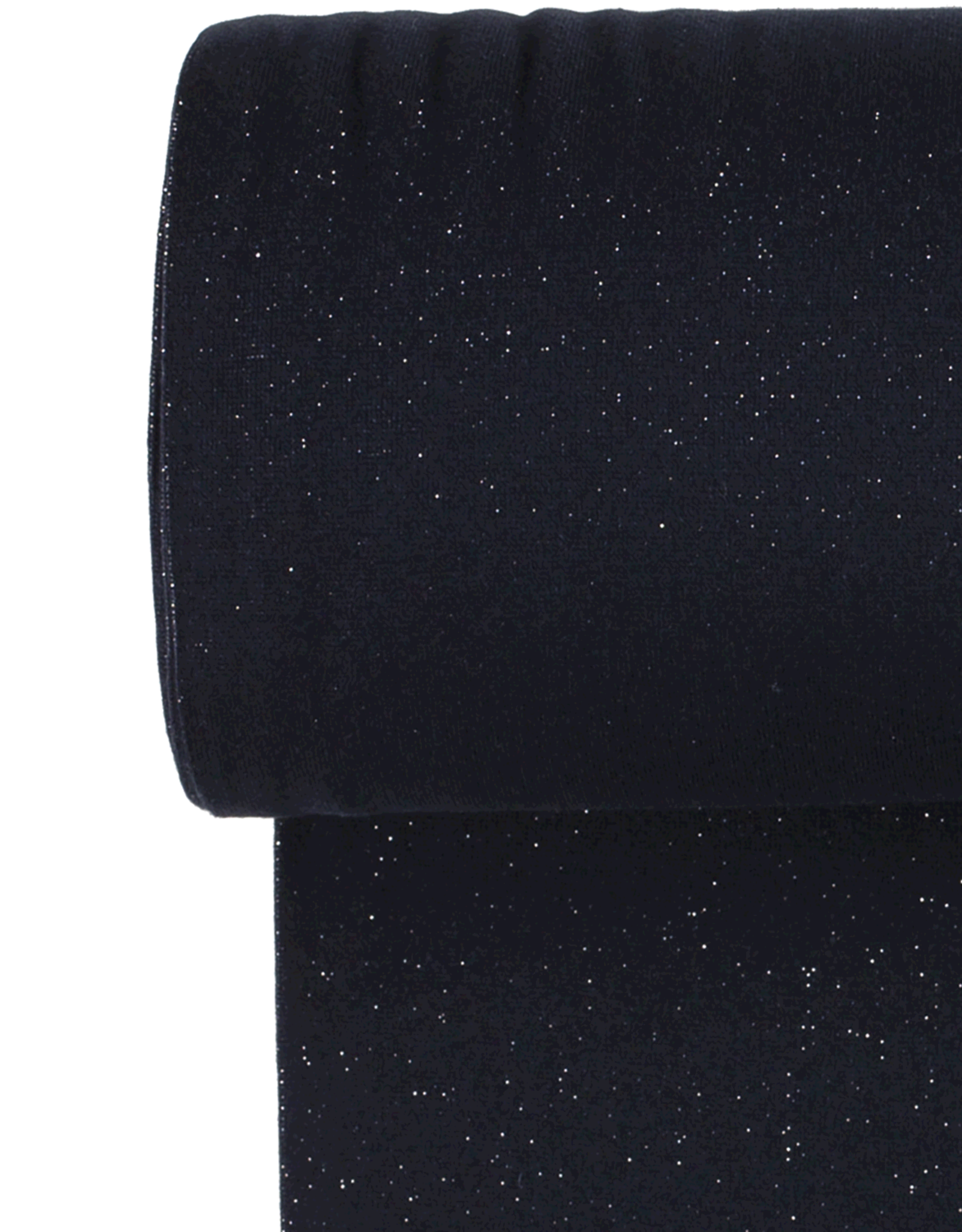 Glitterboordstof vlak lurex zilver navy rondgebreid 35cm