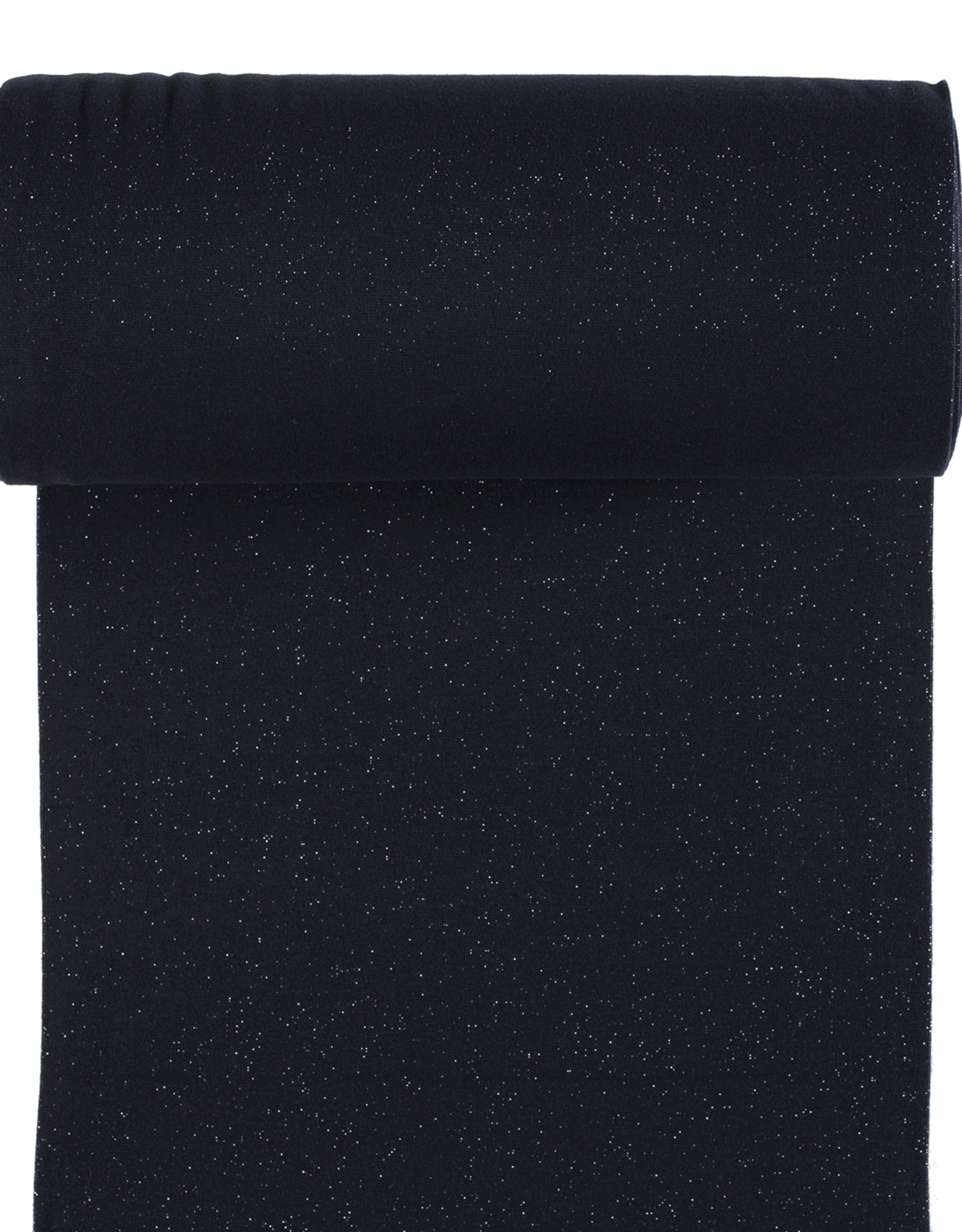 Glitterboordstof vlak lurex zilver navy rondgebreid 35cm