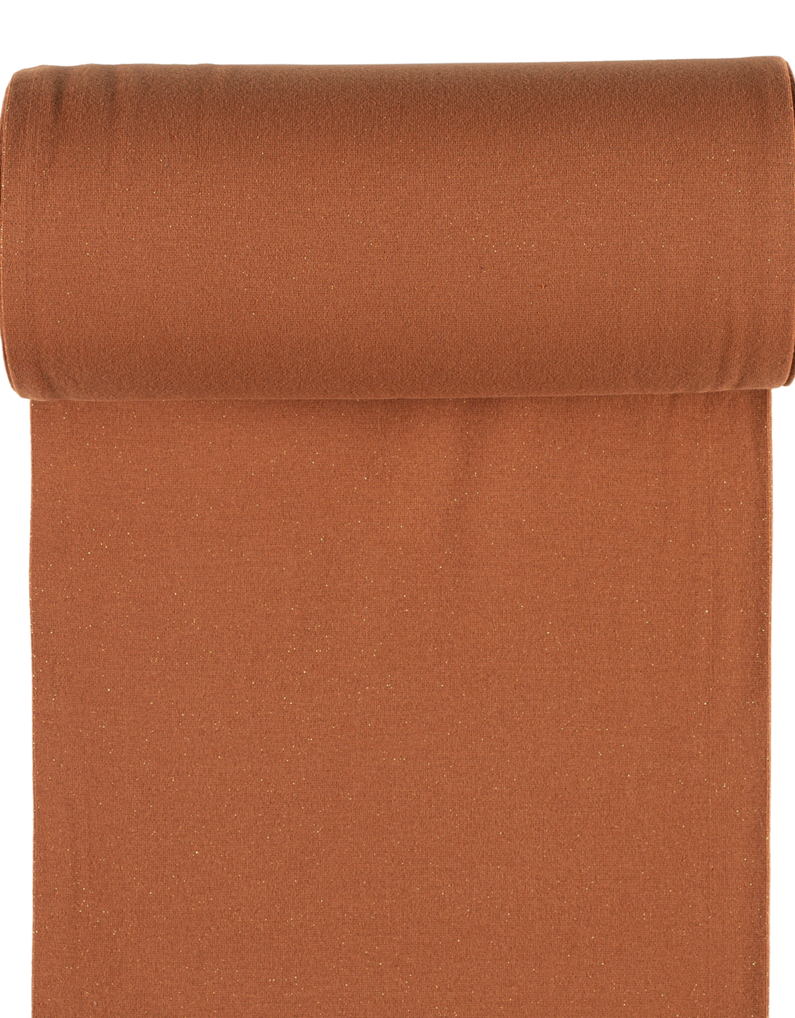 Glitterboordstof vlak lurex goud roest rondgebreid 35cm