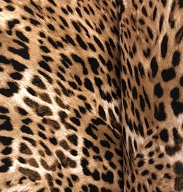 Stoffenschuur selectie Coupon 30X140 Stretchkatoen bedrukt dierenprint tijgervlekken bruin