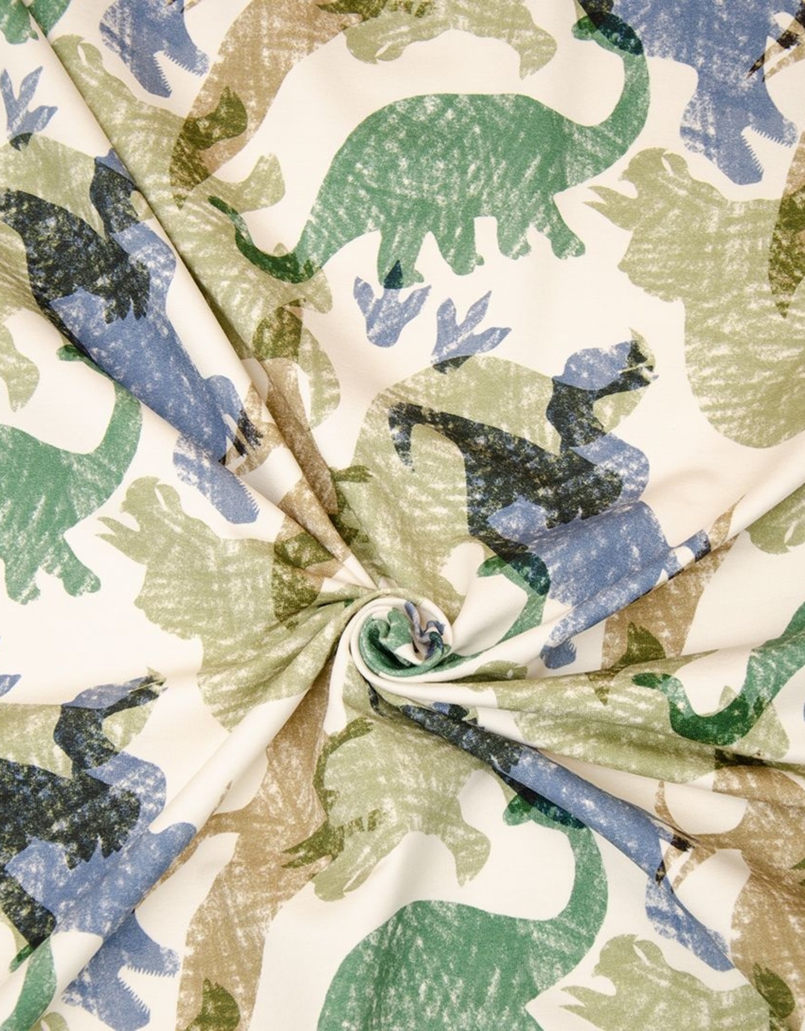 French terry Fancy Dino groen