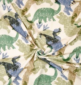 French terry Fancy Dino groen