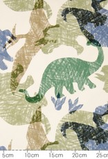 French terry Fancy Dino groen French terry Fancy Dino groen