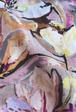 A La Ville Haute Couture Viscose linnen tropische bloemen roze en geel