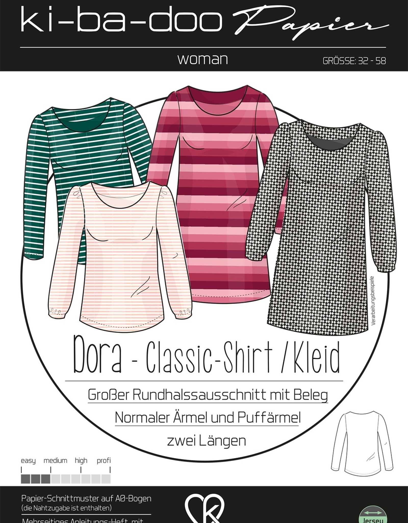 Patroon Dora klassiek t-shirt en kleed dames