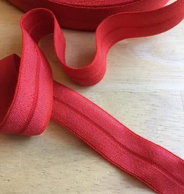 Elastisch biais - lint met vouwlijn glanzend rood