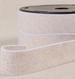 Glitterelastiek wit met goud lurex 32mm