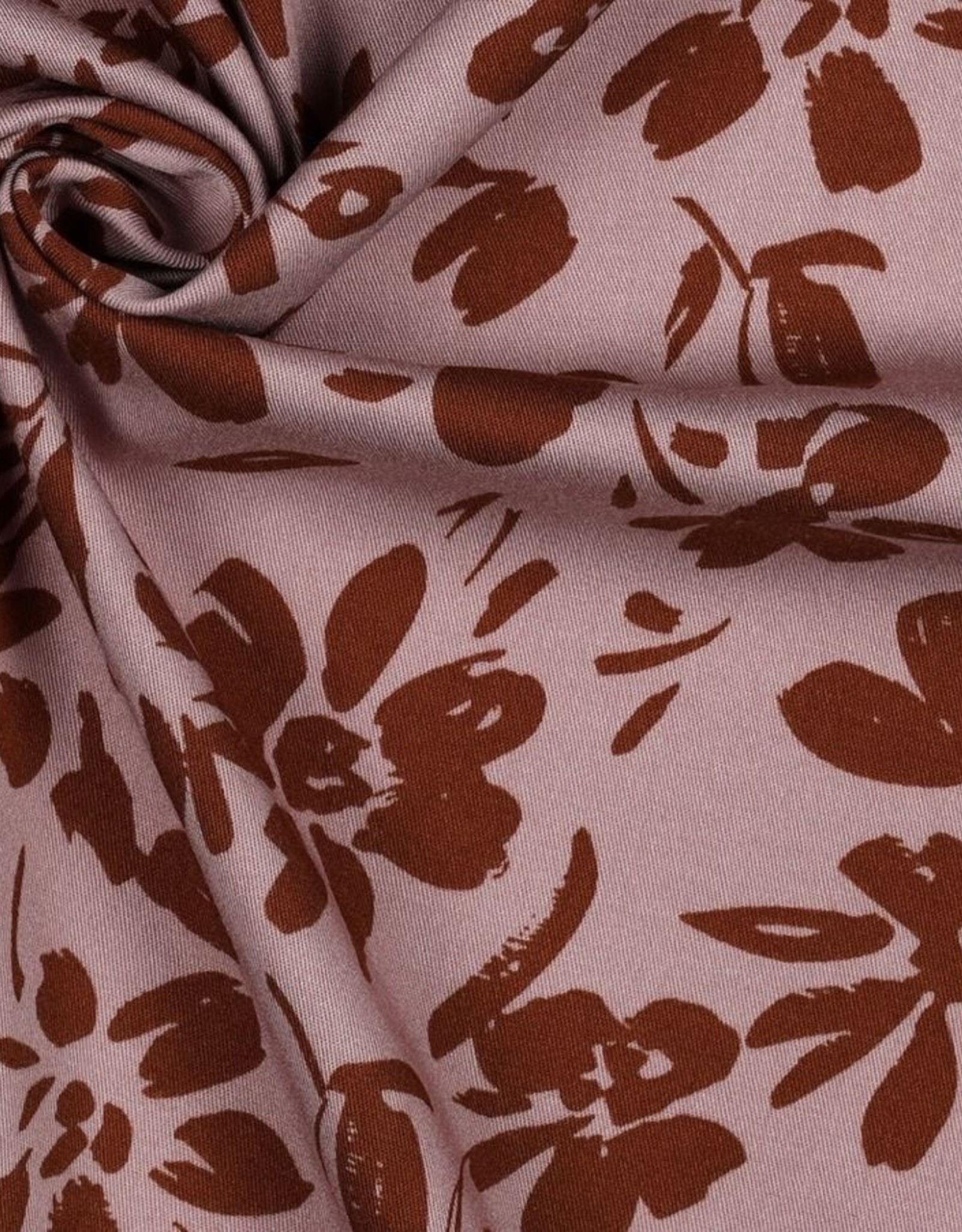 Poppy designed for you Viscose met lichte stretch painted flowers - poederrose