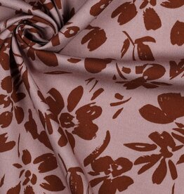 Poppy designed for you Viscose met lichte stretch painted flowers - poederrose