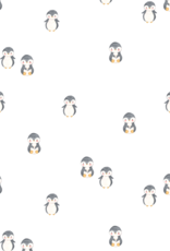 Katoenjersey wit met kleine pinquins