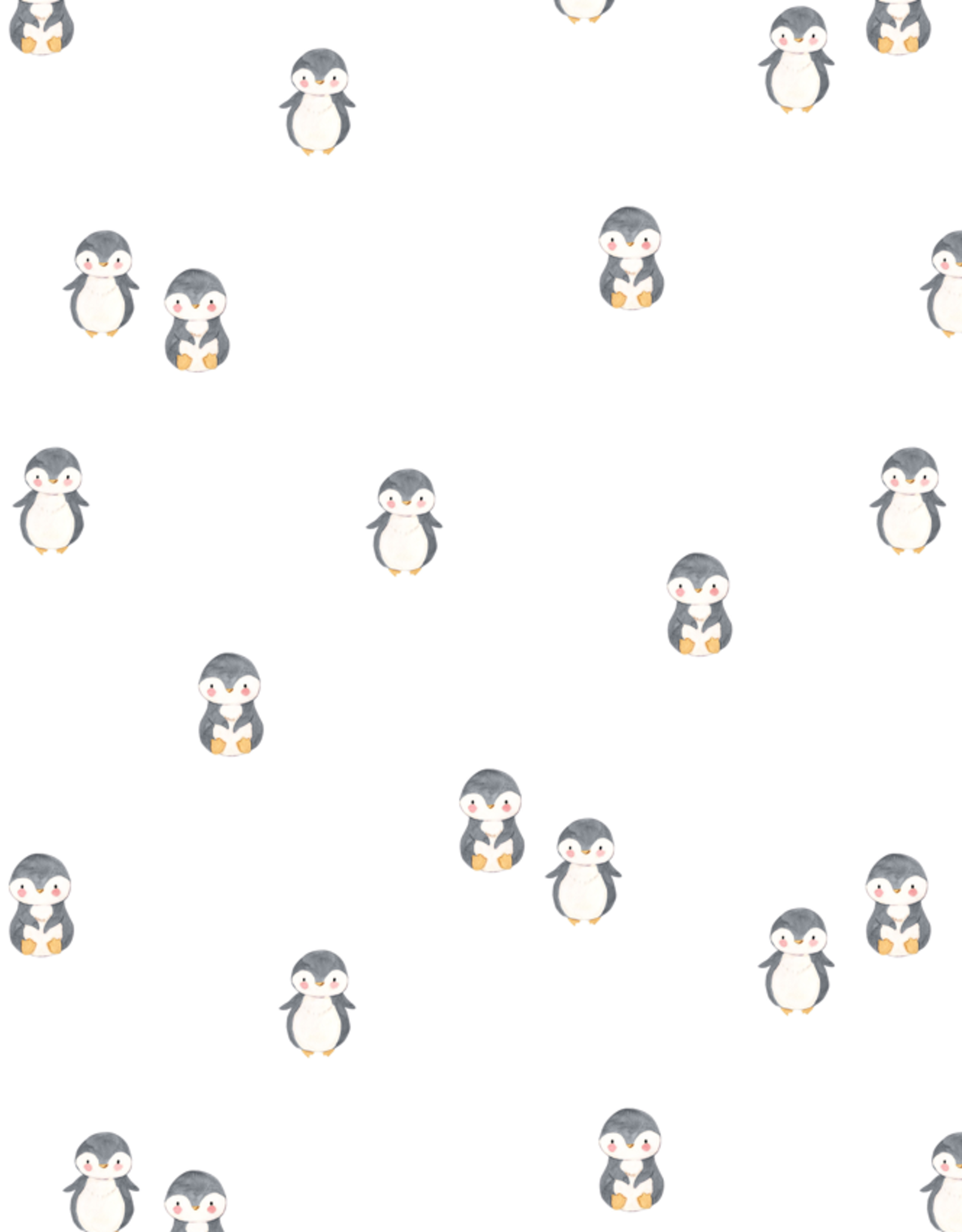 Katoenjersey wit met kleine pinquins