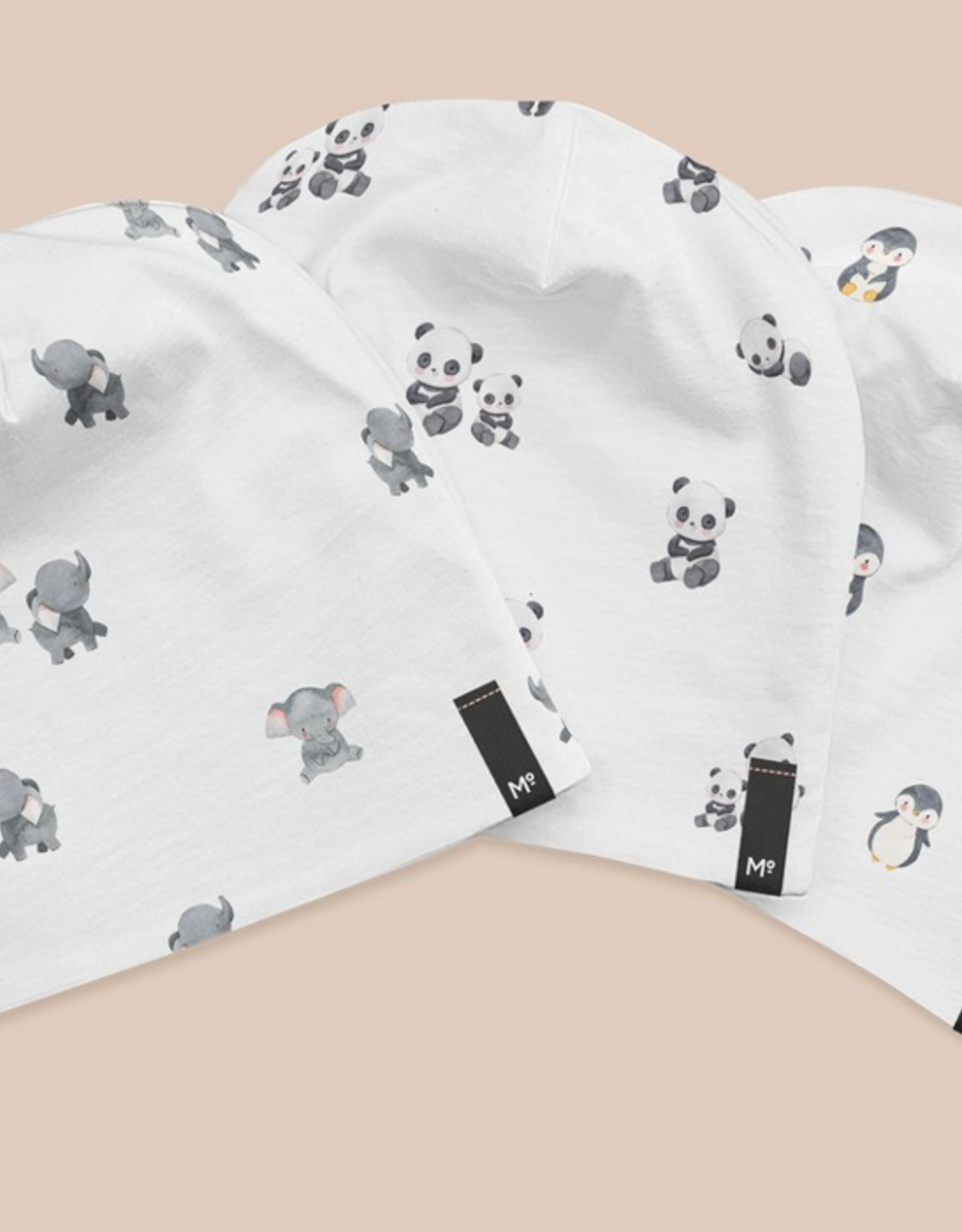 Katoenjersey wit met kleine pinquins