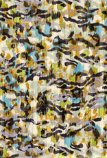 Stoffenschuur selectie Chiffon fake-plissée abstracte print met lurex gebroken wit