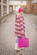 Stepper gestreept matelassé dubbelzijdig glanzend fuchsia