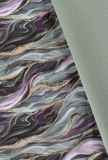 Softshell marmerlook groen/paars met goudlook