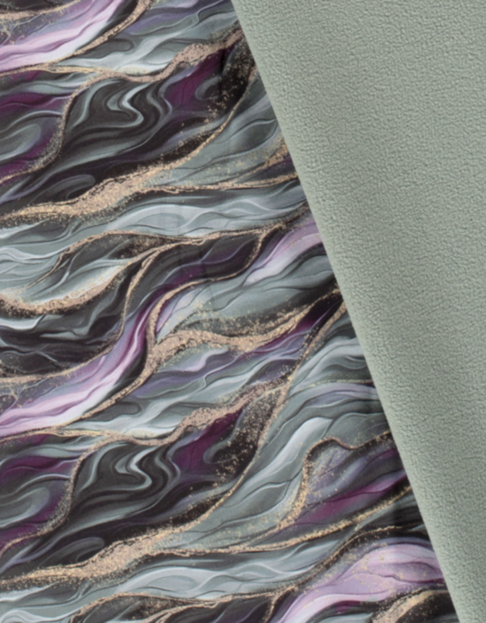 Softshell marmerlook groen/paars met goudlook