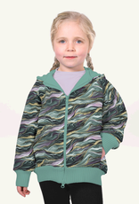 Softshell marmerlook groen/paars met goudlook