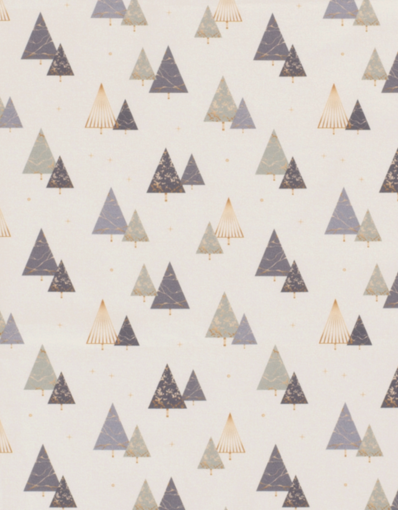 Katoen Popline kerstboom in marmer offwhite