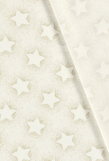 Katoen Popline Foil  gouden ster offwhite