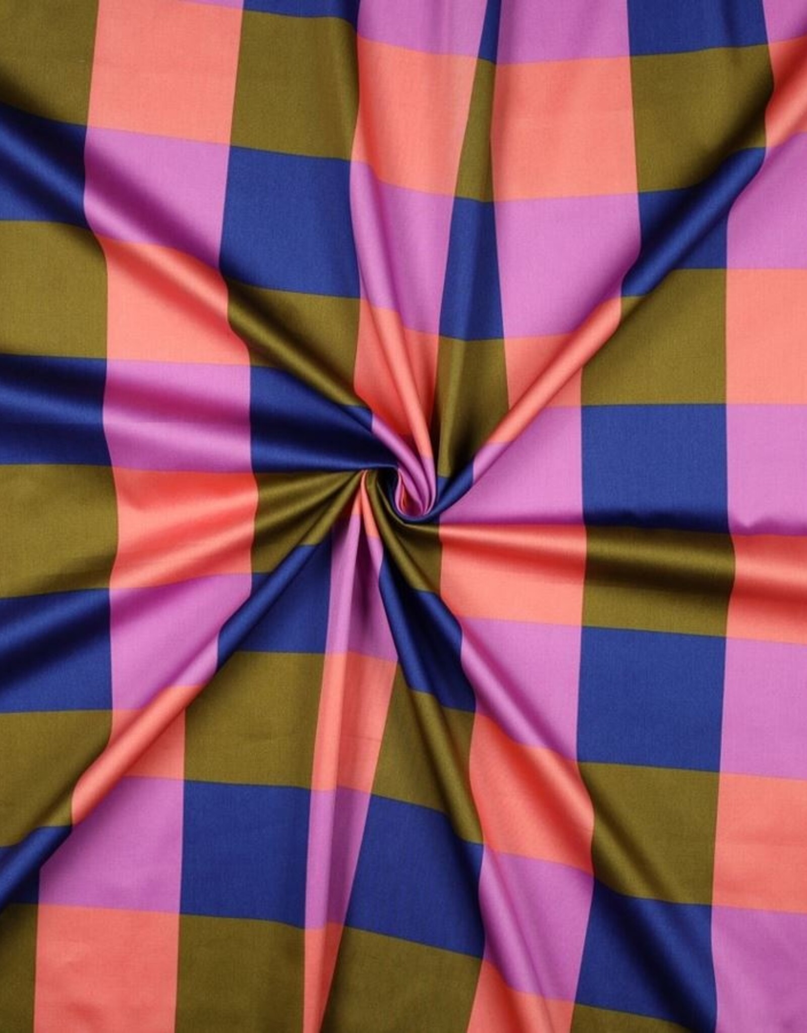 Katoen Satijn Large Gingham kobalt