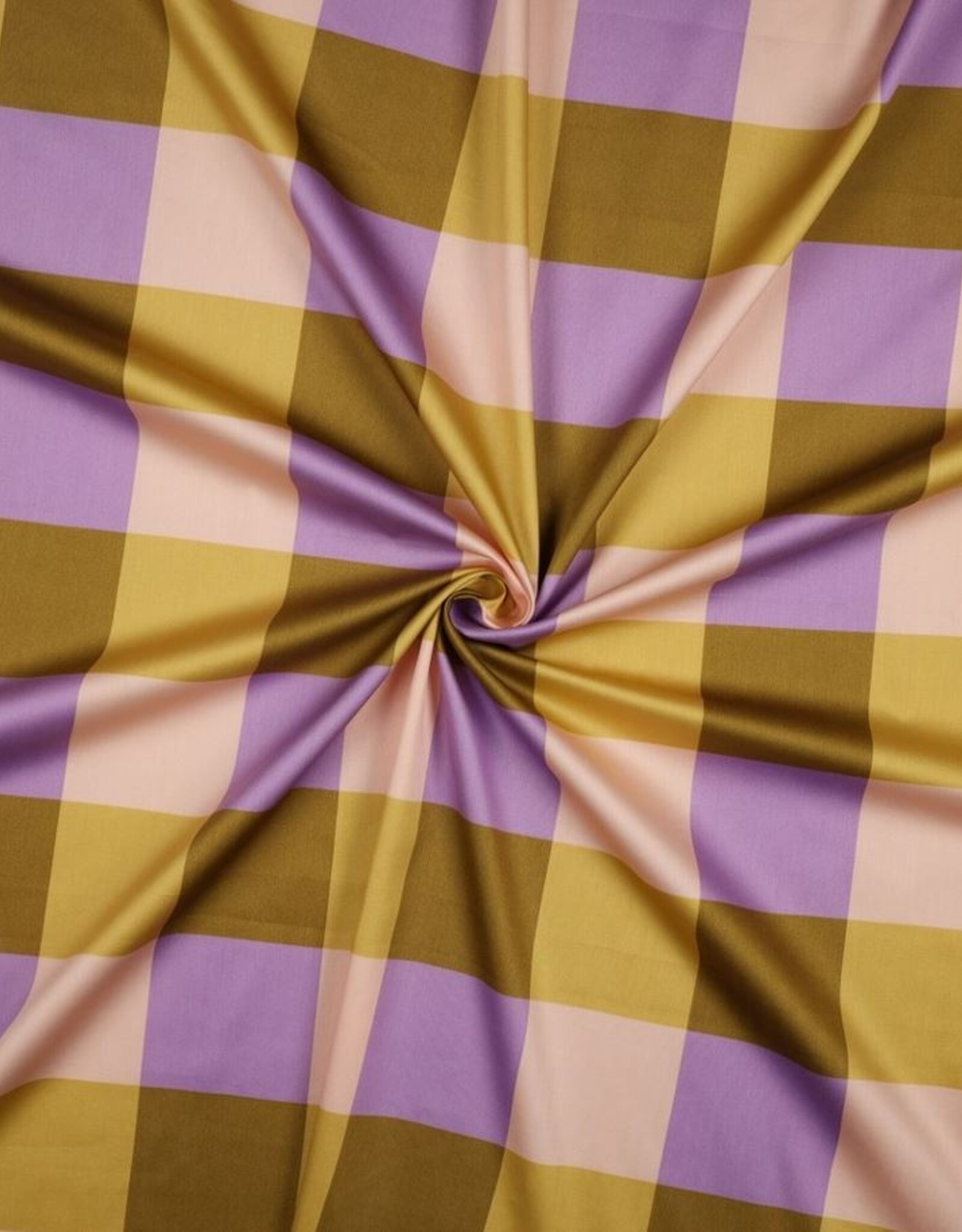 Satijn Katoen Large Gingham olijf