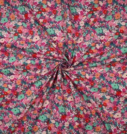 Poplin katoen floral fest  saphire