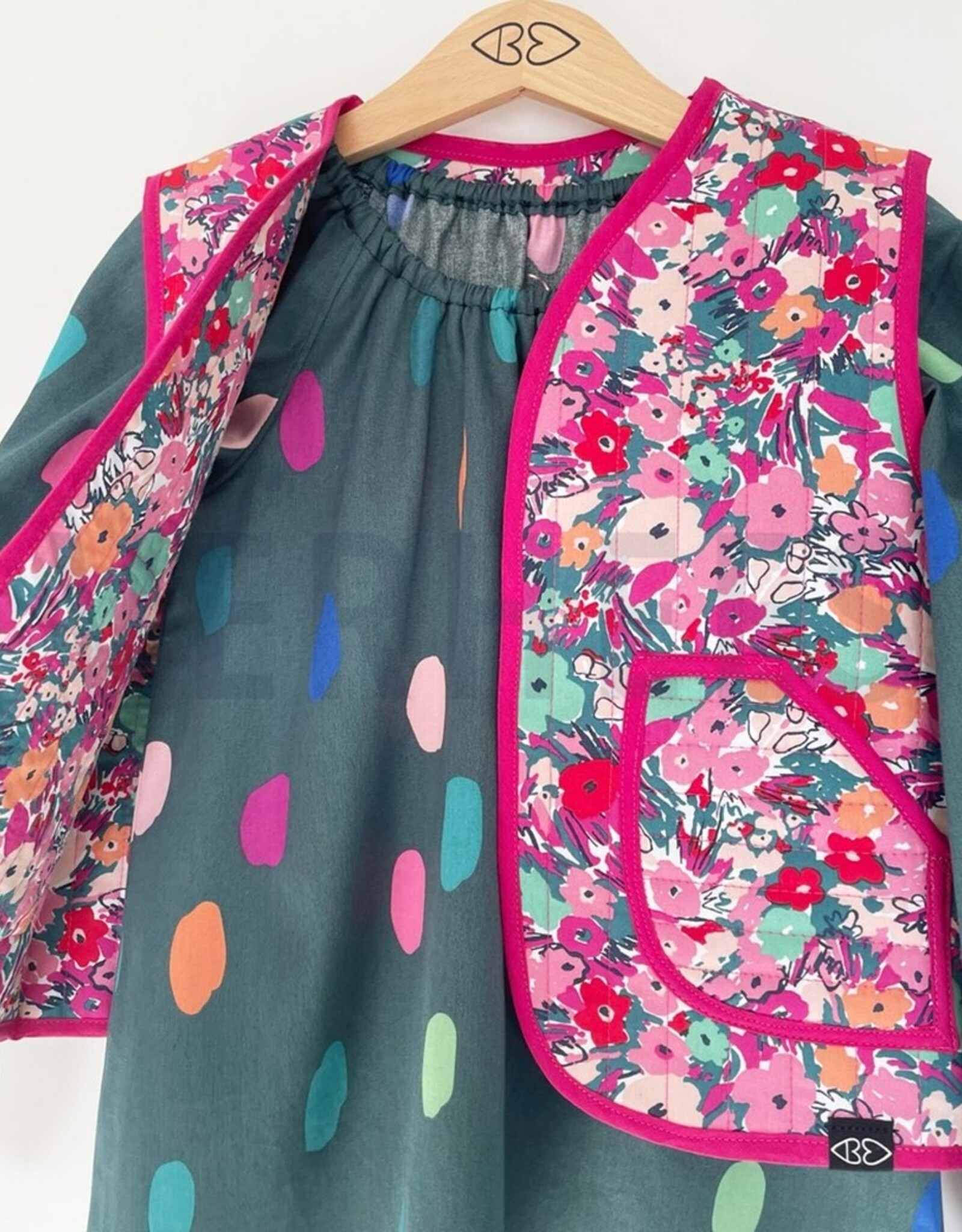 Poplin katoen floral fest  saphire