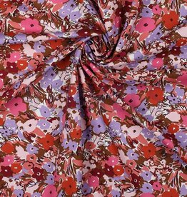 Poplin katoen floral fest  nutmeg