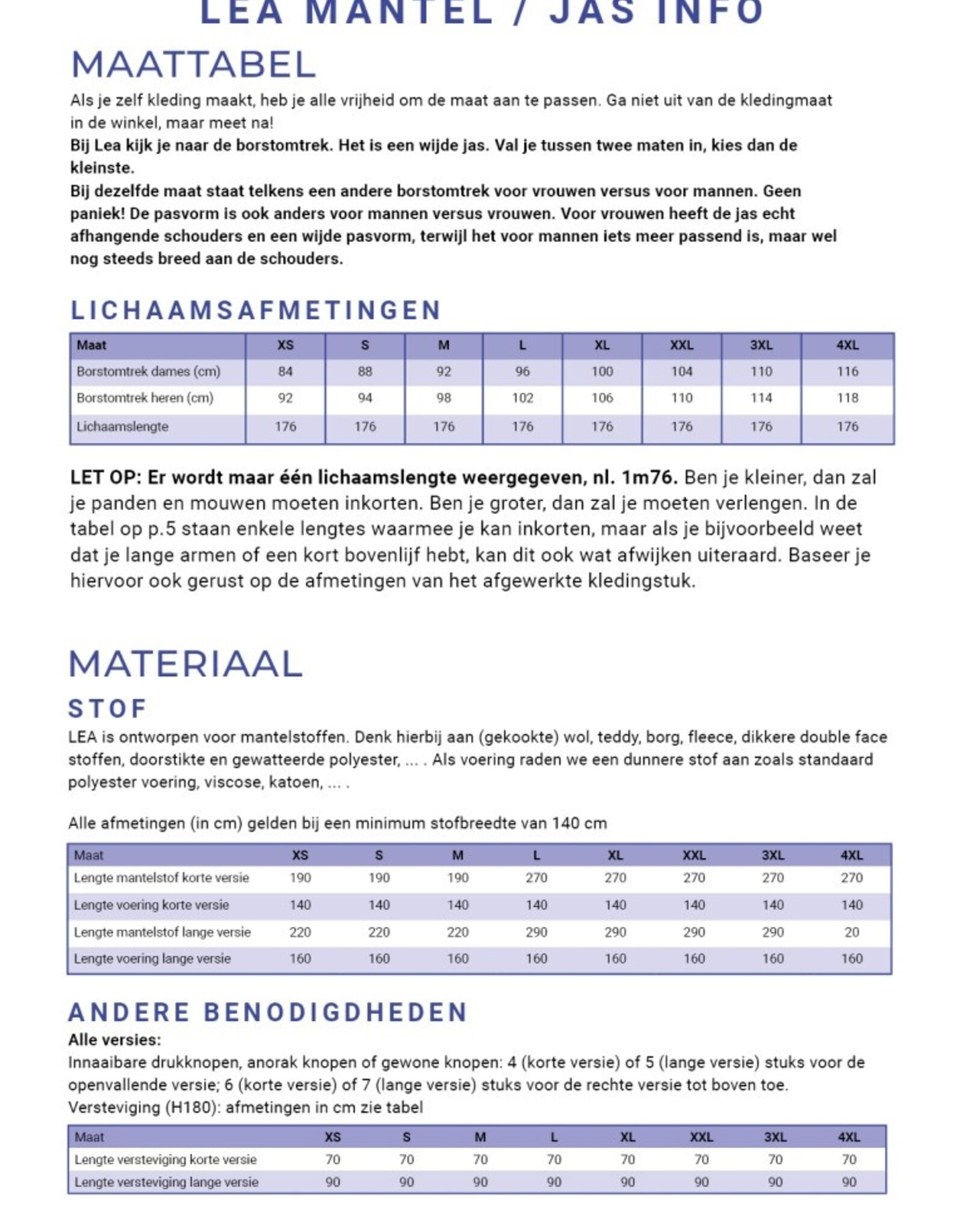 Lea jas/mantel volwassenen - WISJ