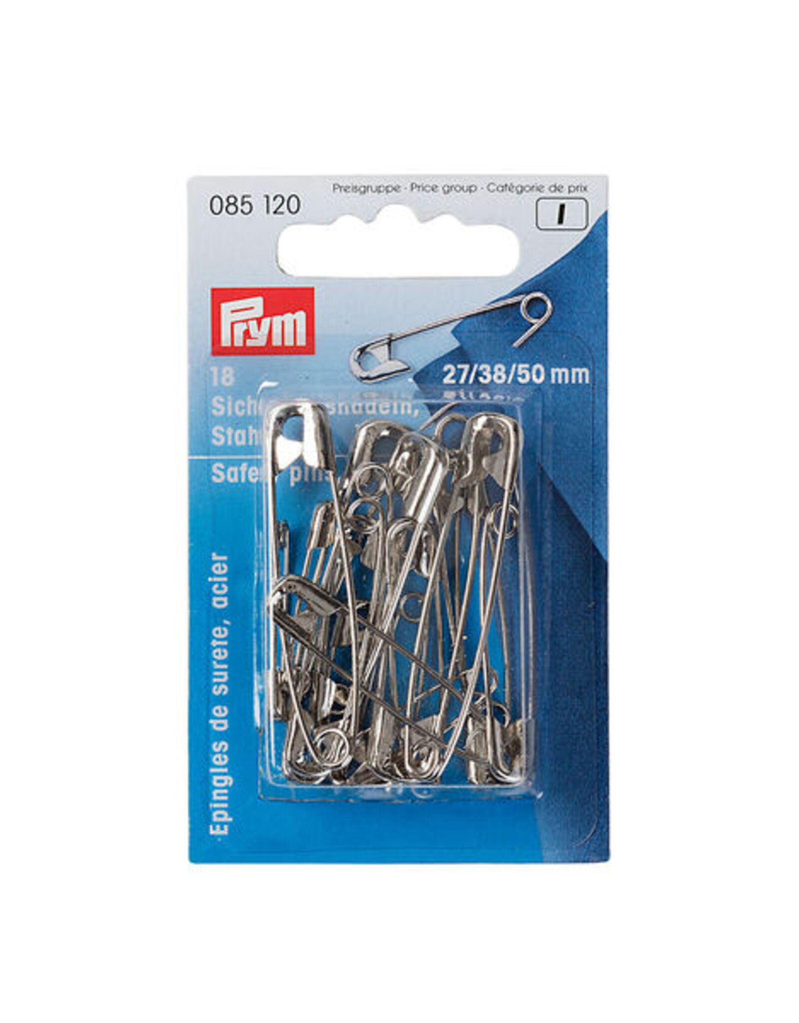 Prym - veiligheidsspelden zilver 27/38/50mm-085 120