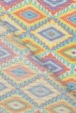 Stoffenschuur selectie Voile katoen mosaïc pastel print met lurex lijnen