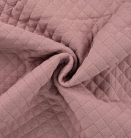 Quilt gestept ruitjes double face poederrose