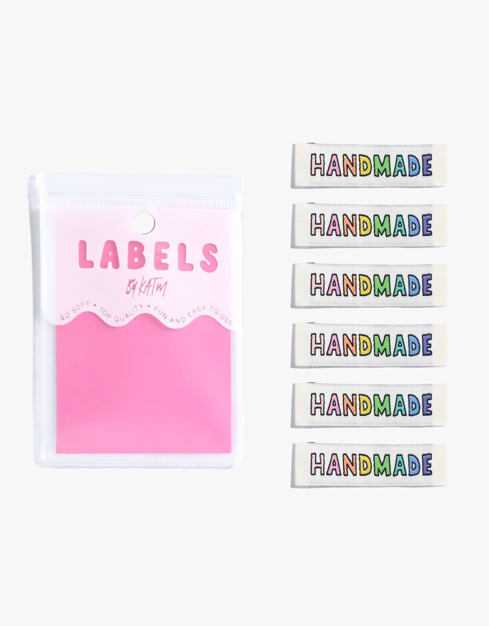 HANDMADE RAINBOW  labels - 6 stuks innaailabels