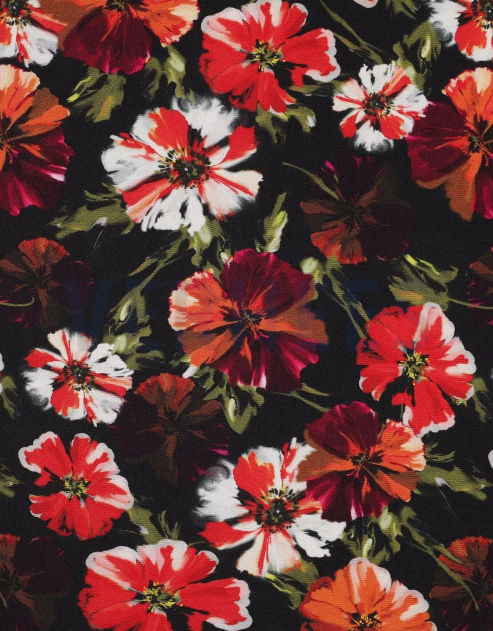 Rosella stretch grote bloem zwart