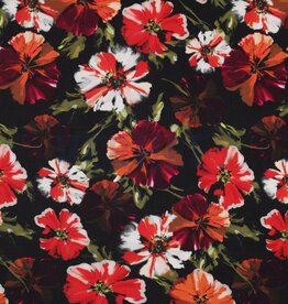 Rosella stretch grote bloem zwart