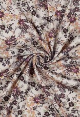 Rosella stretch kleine bloem paarstinten op ecru