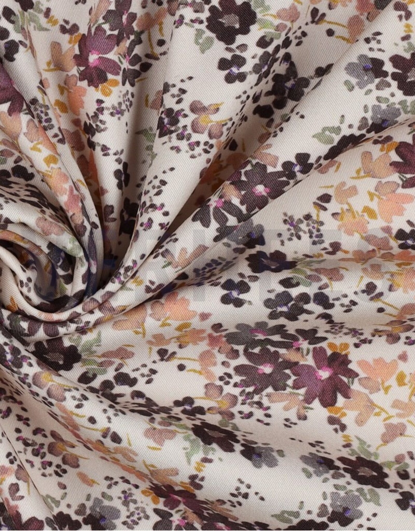 Rosella stretch kleine bloem paarstinten op ecru
