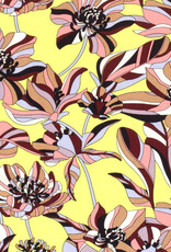Viscose Poplin bedrukt Bloemen Geel Viscose Poplin bedrukt Bloemen Geel