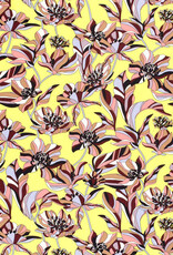 Viscose Poplin bedrukt Bloemen Geel Viscose Poplin bedrukt Bloemen Geel