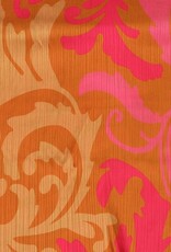 A La Ville Haute Couture Satijn crepe  bedrukt abstract oranje, fuchsia- Burda
