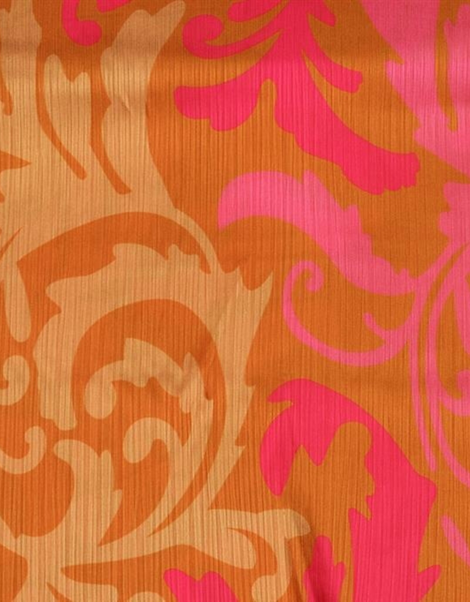 A La Ville Haute Couture Satijn crepe  bedrukt abstract oranje, fuchsia- Burda