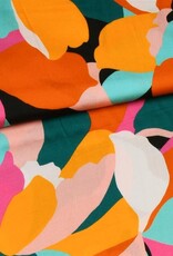 A La Ville Haute Couture Viscose kleurrijke abstracte bloemen  groentinten -Knip