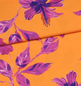 Crepe satijn paarse bloem in oranje