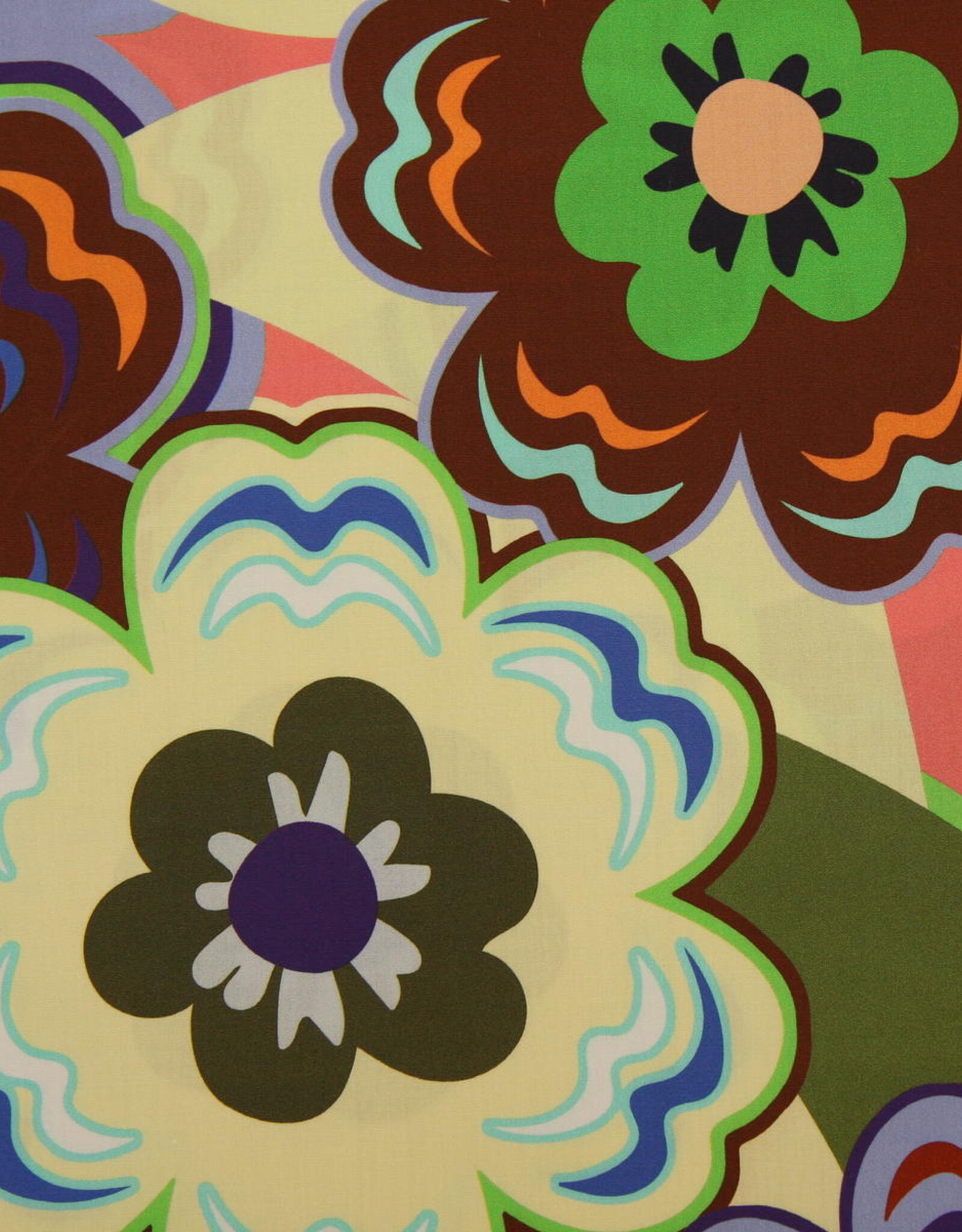 Katoen Vintage Flower - Zacht geel