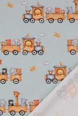 Jersey digitale print dierentrein lichtblauw Jersey digitale print dierentrein lichtblauw